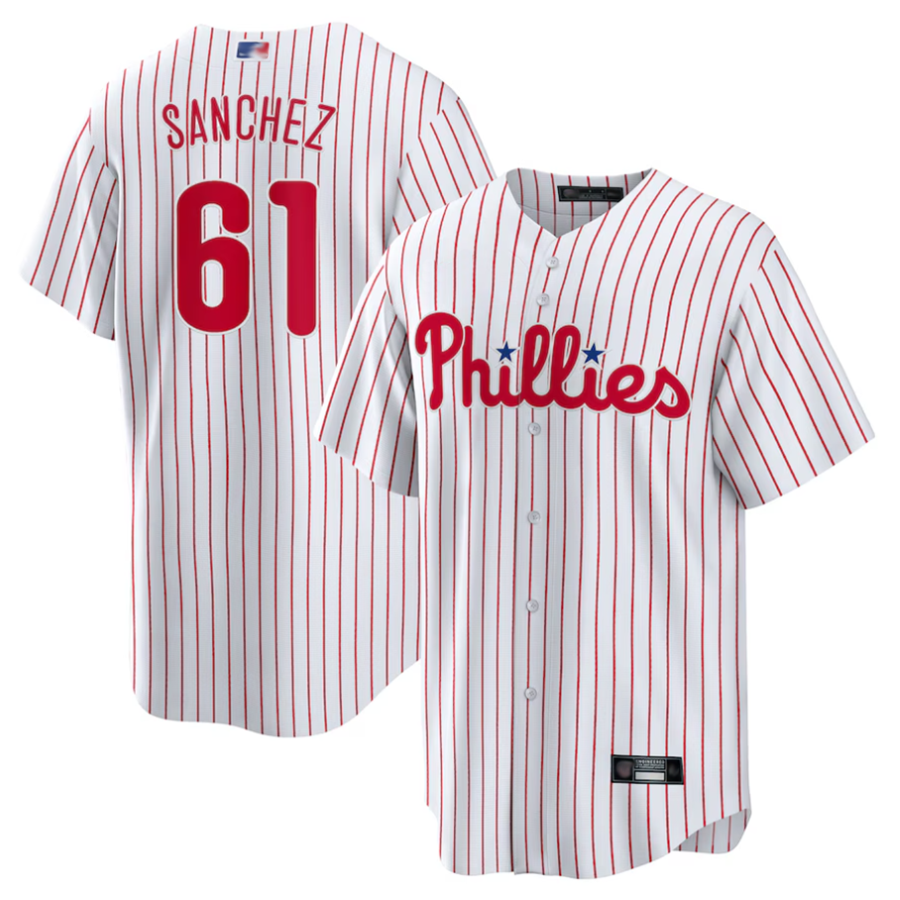 P.Phillies #61 Cristopher Sanchez Player White Home Replica Baseball Jerseys