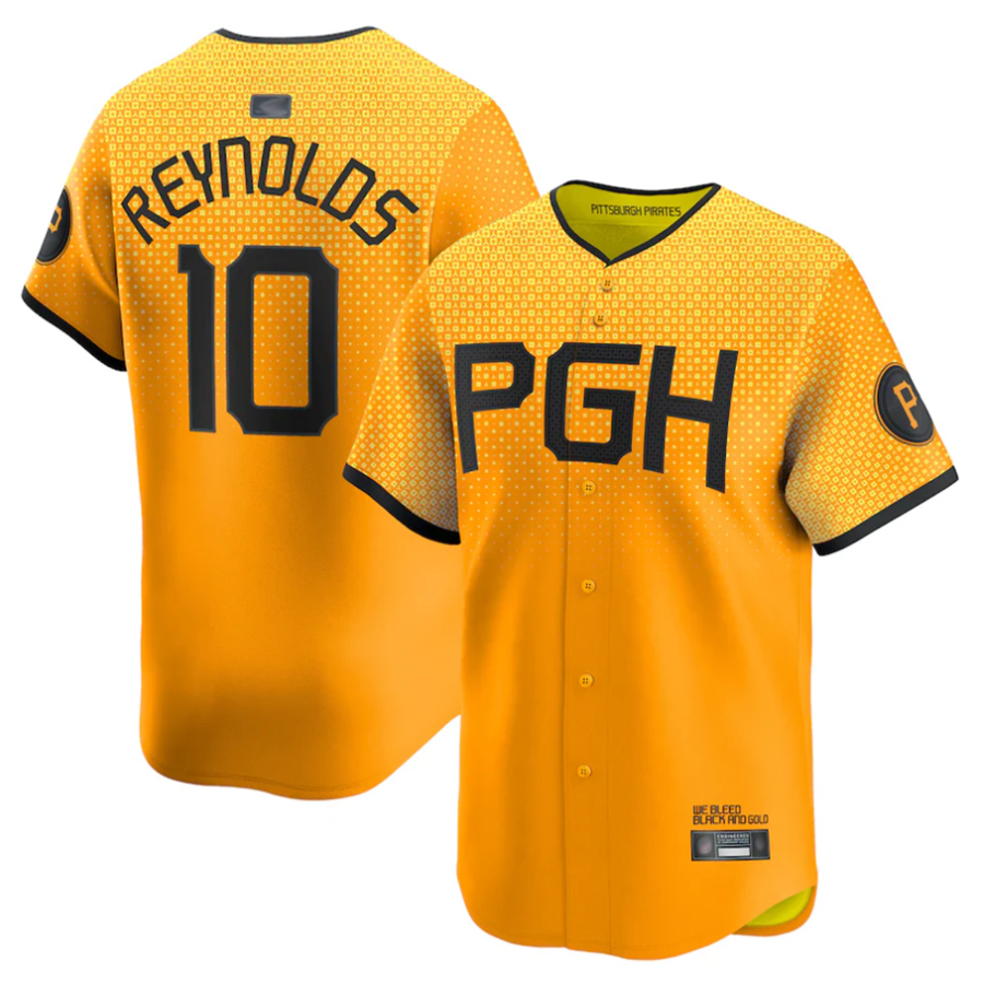 P.Pirates #10 Bryan Reynolds Player Gold City Connect Limited Baseball Jerseys