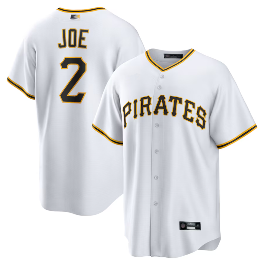 P.Pirates #2 Connor Joe Player White Home Replica Baseball Jerseys