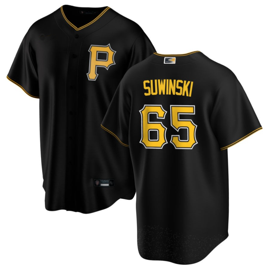 P.Pirates #65 Jack Suwinski Player Black Home Replica Baseball Jerseys