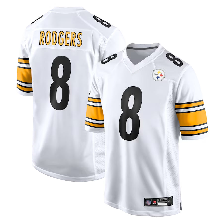P.Steelers #8 Aaron Rodgers Player White Replica Game Football Jerseys