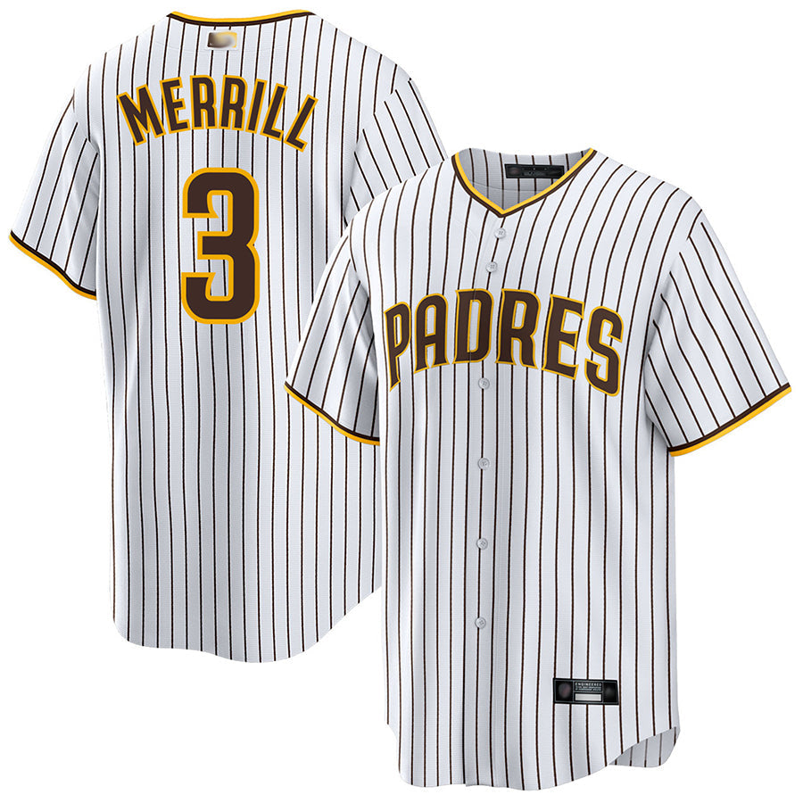 S.Diego Padres #3 Jackson Merrill Player White Replica Home Baseball Jerseys