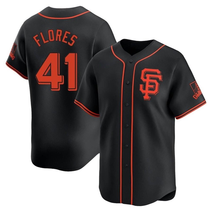 S.Francisco Giants #41 Wilmer Flores Playre Black Limited Baseball Jerseys