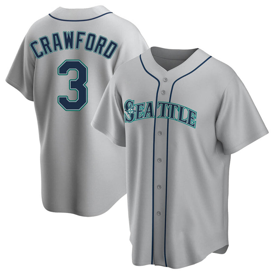 S.Mariners #3 J.P. Crawford Player Gray Replica Game Baseball Jerseys