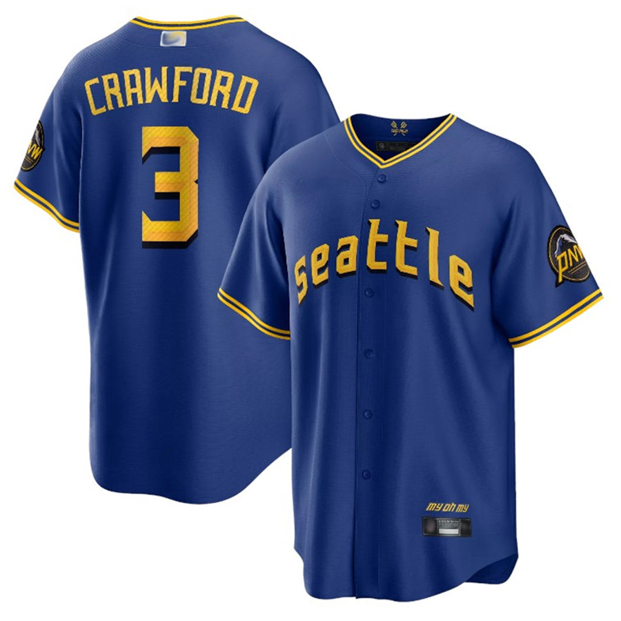 S.Mariners #3 J.P. Crawford Player Royal Blue City Connect Limited Baseball Jerseys