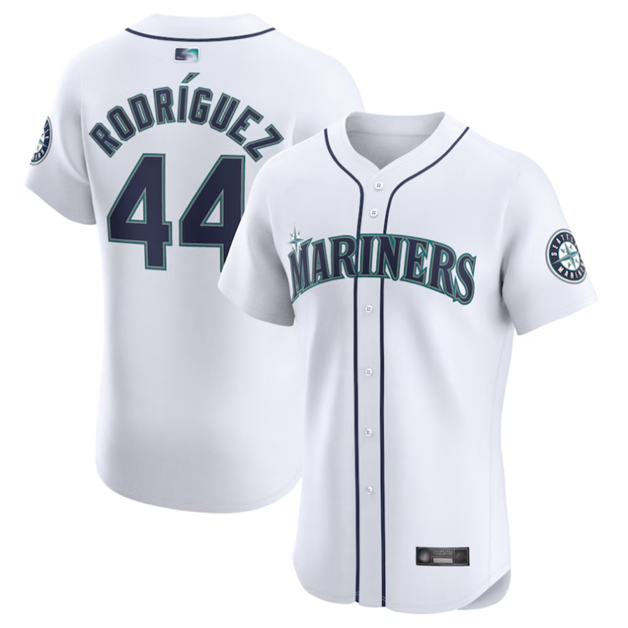 S.Mariners #44 Julio Rodr¡§aguez Player White Home Elite Baseball Jerseys