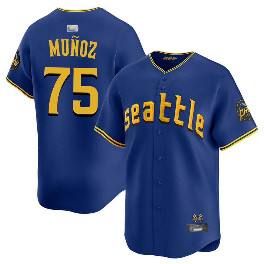 S.Mariners #75 Andres Munoz Player City Connect Limited Royal Baseball Jerseys