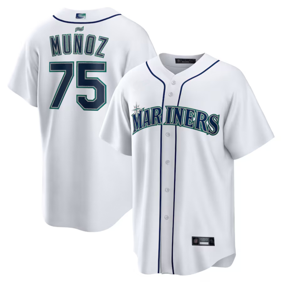S.Mariners #75 Andres Munoz Player White Home Replica Baseball Jerseys