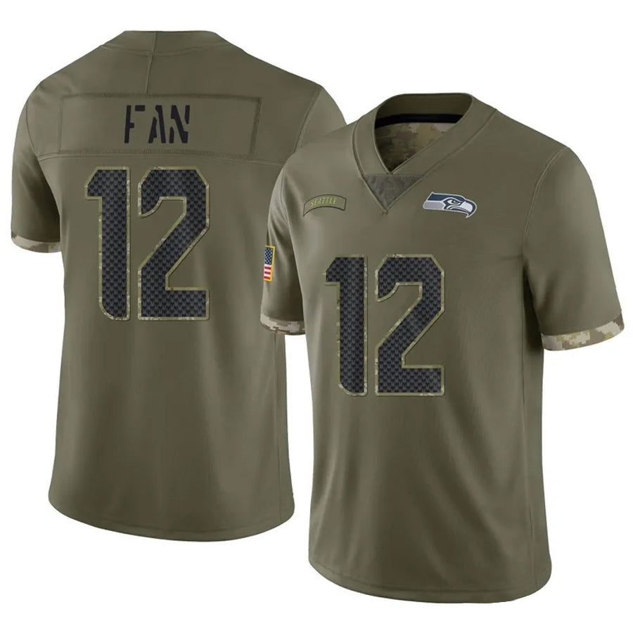 S.Seahawks #12 12s FAN Player Salute to Service Olive Football Jerseys
