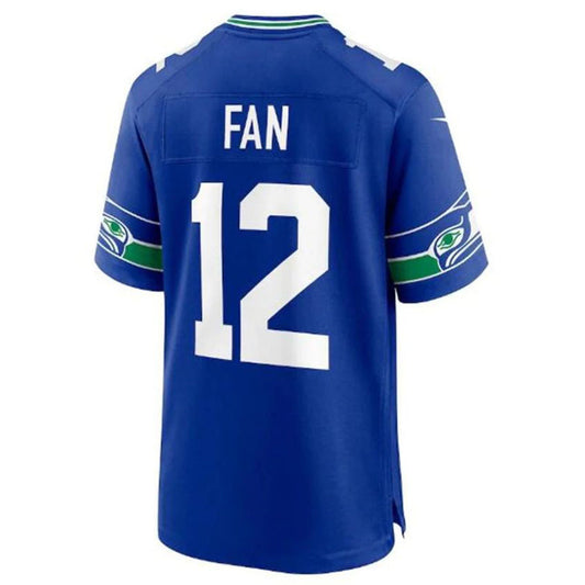 #12 12th Fan Player S.Seahawks Royal Throwback Game Football Jerseys