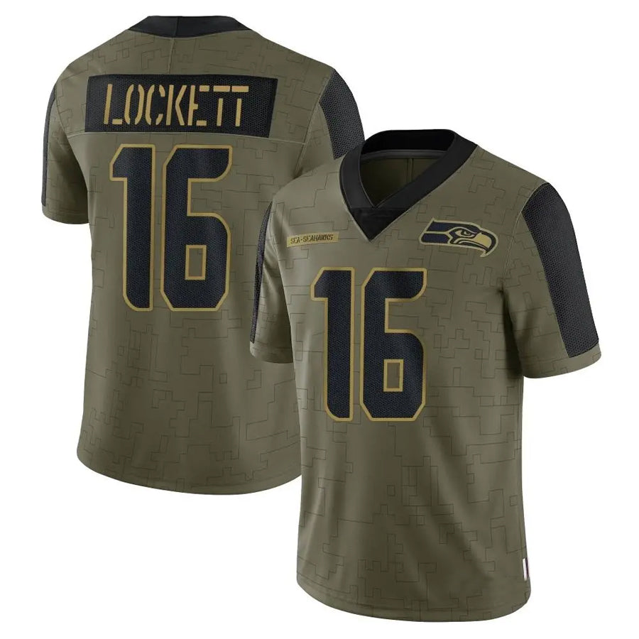 S.Seahawks #16 Tyler Lockett Player Salute to Service Olive Football Jerseys
