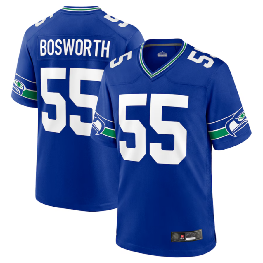 #55 Brian Bosworth Player S.Seahawks Royal Game Football Jerseys