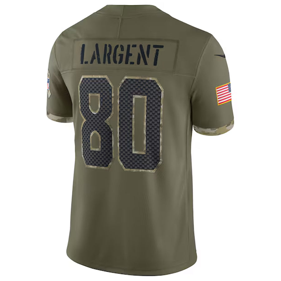 S.Seahawks #80 Steve Largent Player Salute to Service Olive Football Jerseys
