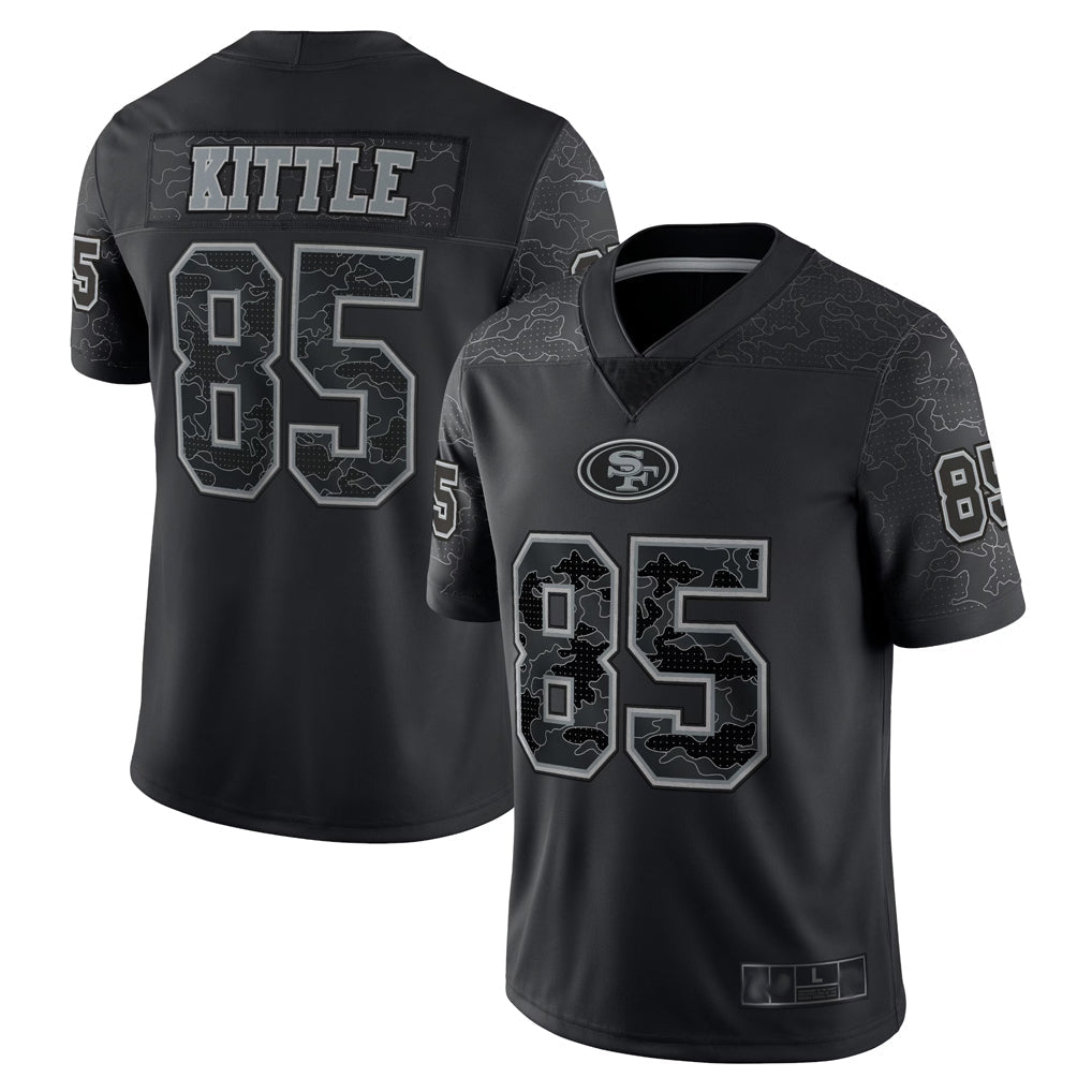SF.49ers #85 George Kittle Player Black RFLCTV Limited Football Jerseys