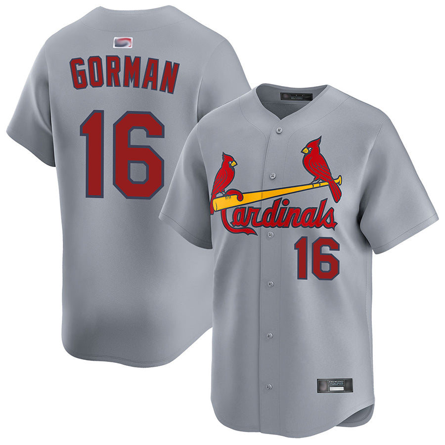 St.Louis Cardinals #16 Nolan Gorman Player Gray Limited Baseball Jerseys