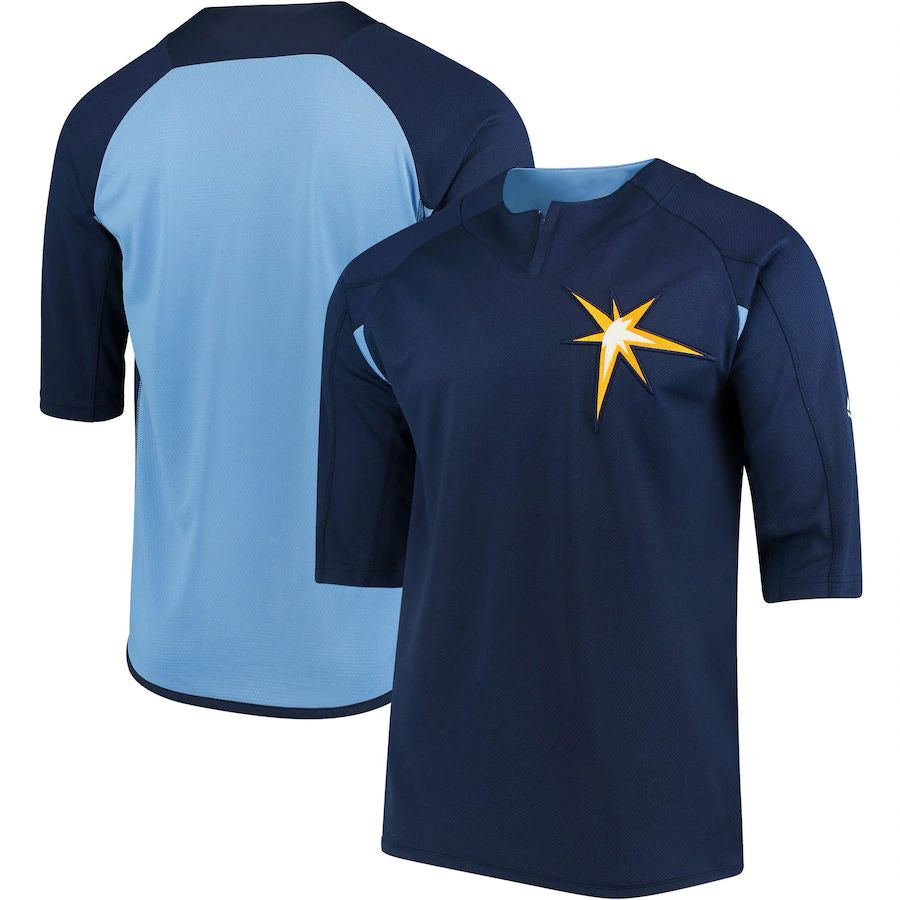 TB.Rays Blank Player Navy-Light Blue Sleeve Batting Practice Baseball Jerseys