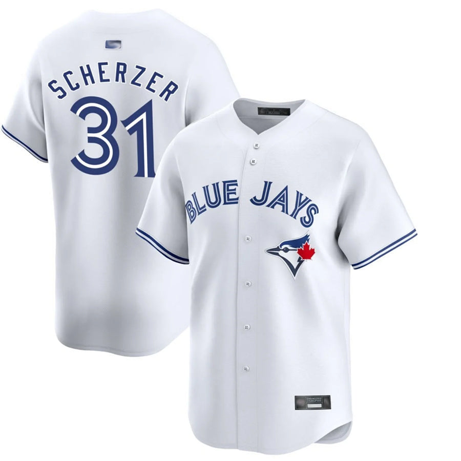 T.Blue Jays #31 Max Scherzer Player White Limited Home Game Baseball Jerseys