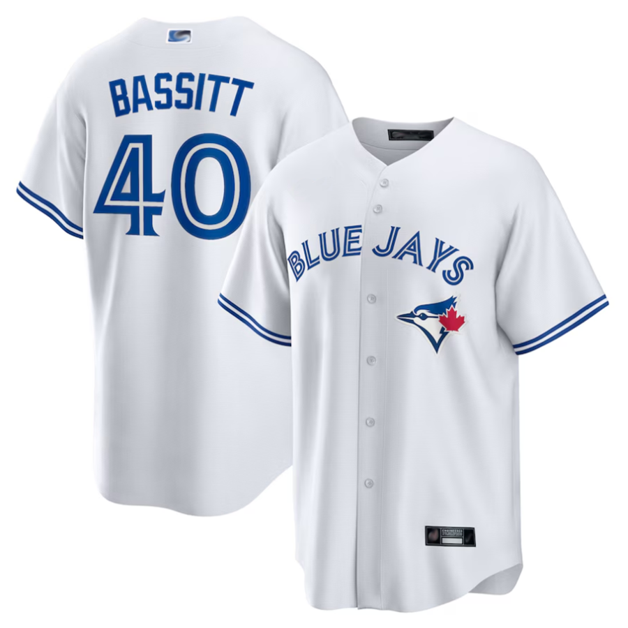 T.Blue Jays #40 Chris Bassitt Player White Home Replica Baseball Jerseys