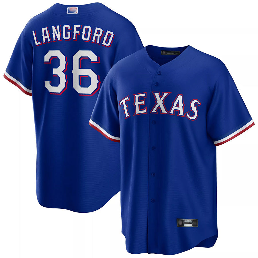 T.Rangers #36 Wyatt Langford Player Royal Replica Home Baseball Jerseys