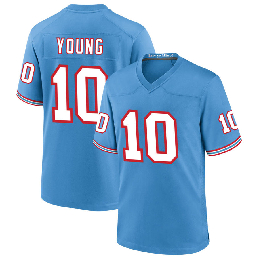 T.Titans #10 Vince Young Player Light Blue Throwback Alternate Game Football Jerseys