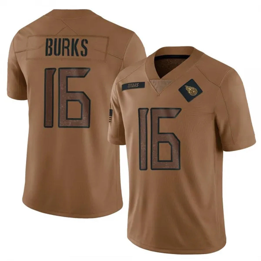 T.Titans #16 Treylon Burks Player Brown Salute To Service Limited Football Jerseys