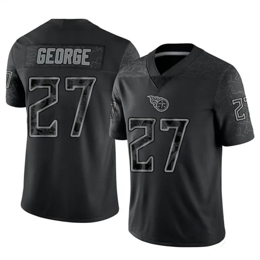 T.Titans #27 Eddie George Player Black RFLCTV Limited Football Jerseys