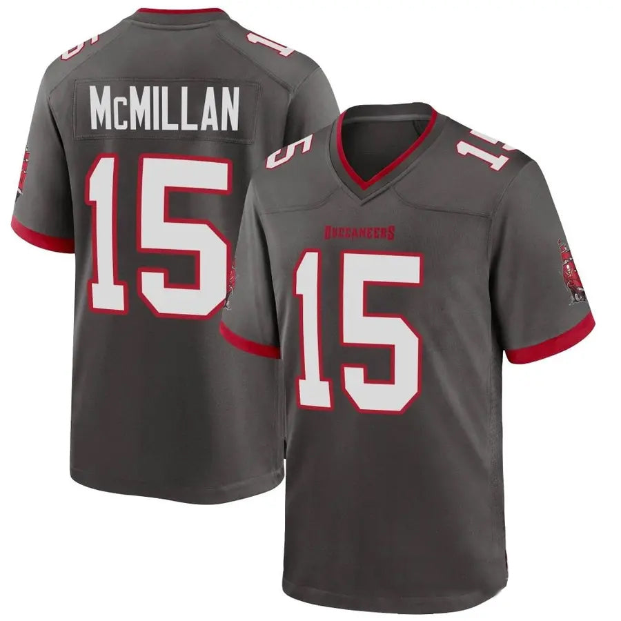 TB.Buccaneers #15 Jalen McMillan Player Pewter Game Football Jerseys