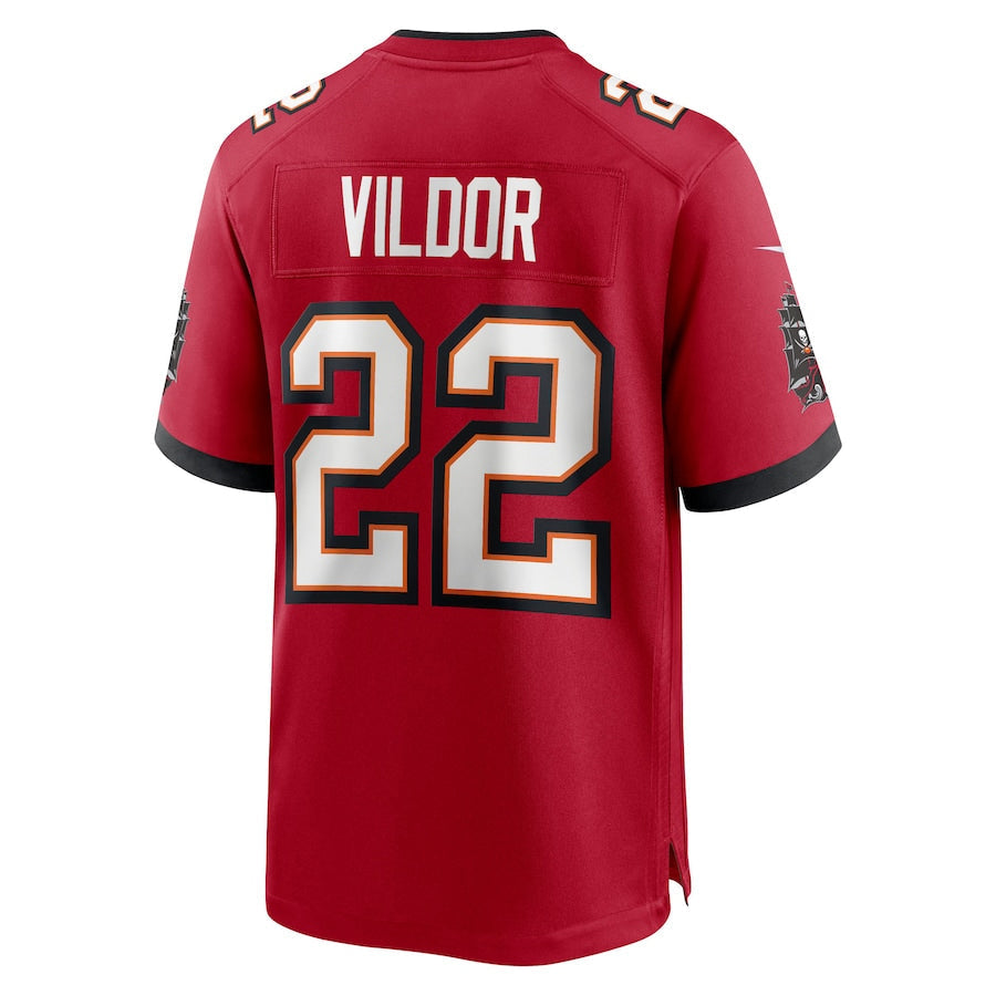 TB.Buccaneers #22 Kindle Vildor Player Red Home Game Football Jerseys