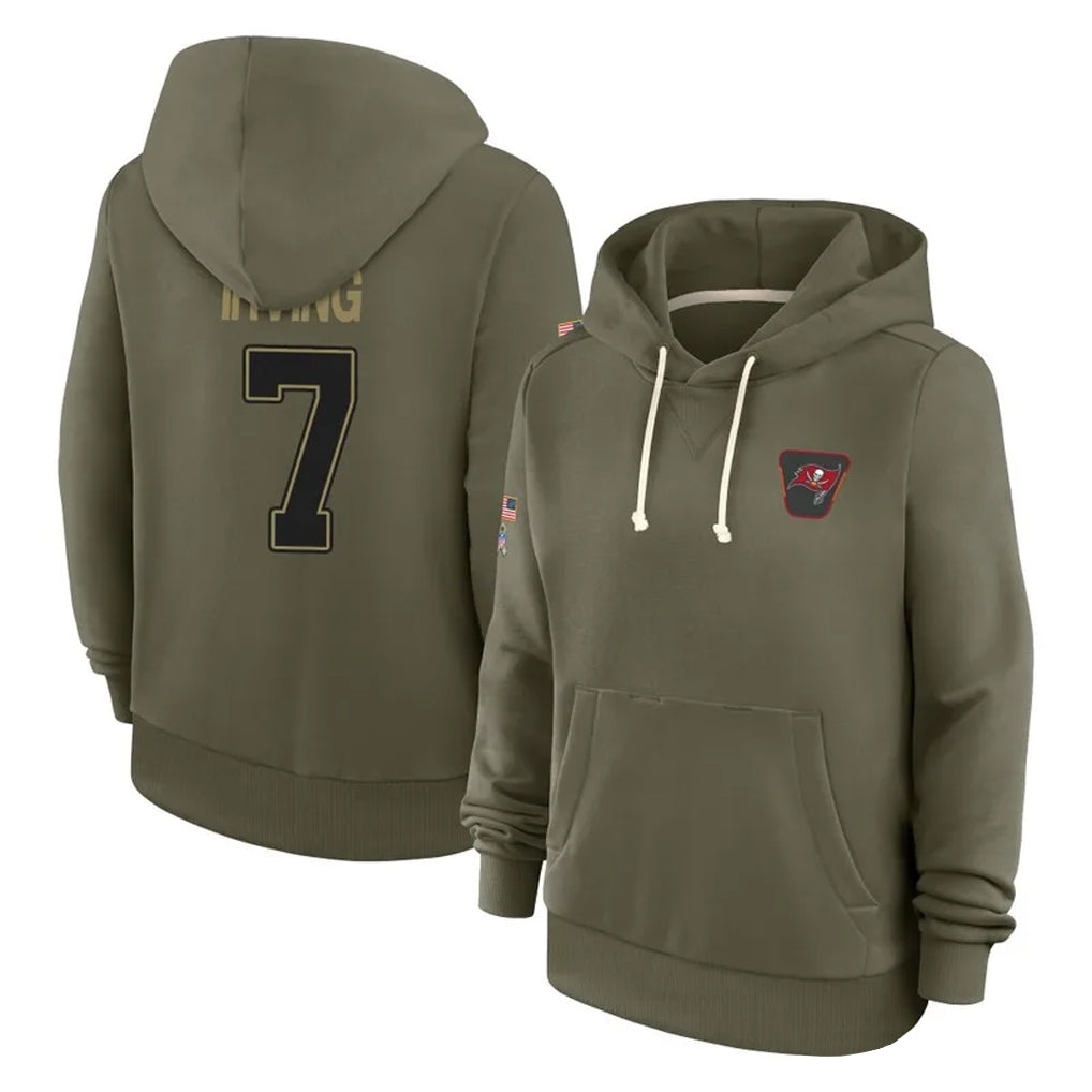 TB.Buccaneers #7 Bucky Irving Player Olive Salute To Service Hoodies Football Jerseys