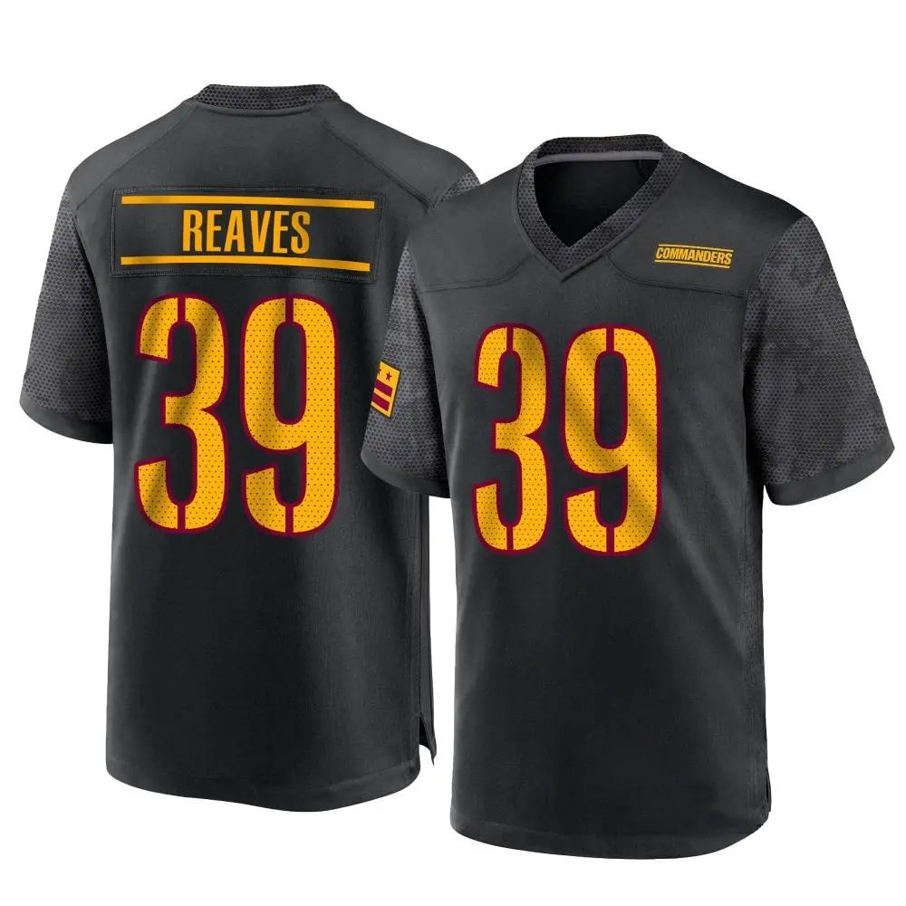 W.Commanders #39 Jeremy Reaves Player Black Home Game Football Jerseys