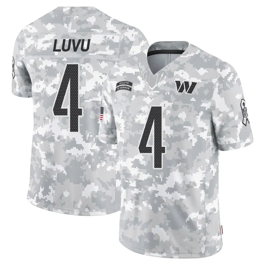 W.Commanders #4 Frankie Luvu Player Limited Arctic Camo Salute to Service Football Jerseys