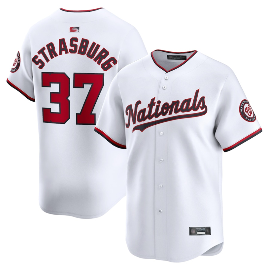 W.Nationals #37 Stephen Strasburg Player White Home Limited Baseball Jerseys