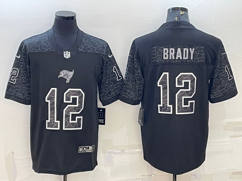 Men's Tampa Bay Buccaneers Tom Brady #12 Black Retired Player RFLCTV Limited Jersey1