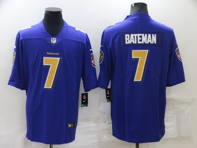Men's Baltimore Ravens Rashod Bateman #7 Purple Player Jersey1