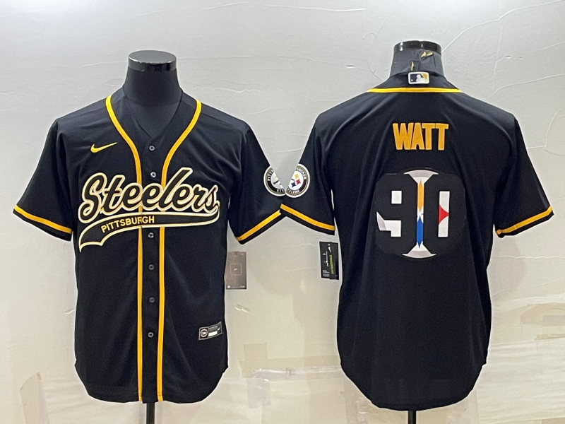 Men's Pittsburgh Steelers T.J. Watt #90 Black Alternate Jersey1 Joint edition