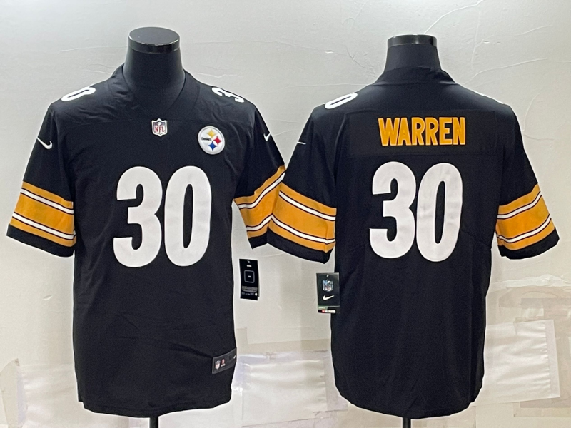 Men's Pittsburgh Steelers Jaylen Warren #30 Black Game Jersey1