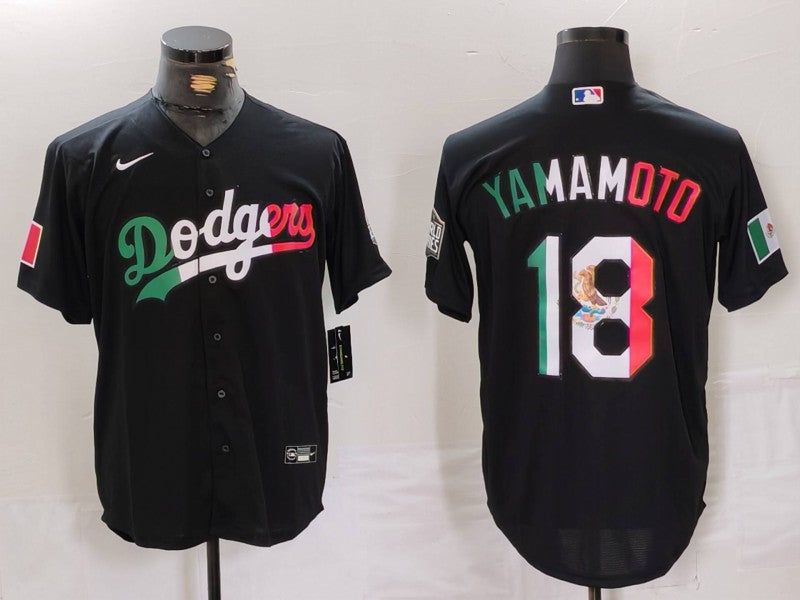 Men's Los Angeles Dodgers Yoshinobu Yamamoto #18 Black Player Jersey1