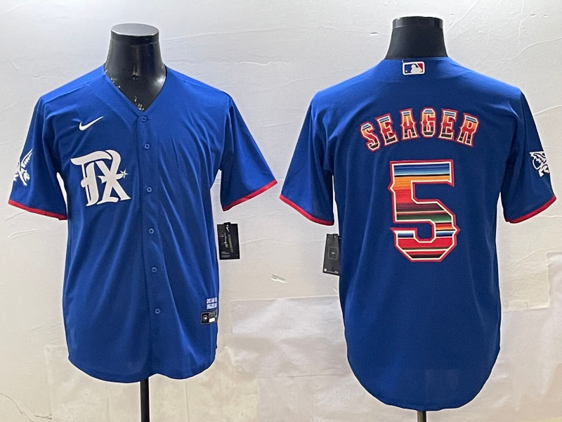 Men's Texas Rangers Corey Seager #5 Royal Replica Player Jersey1