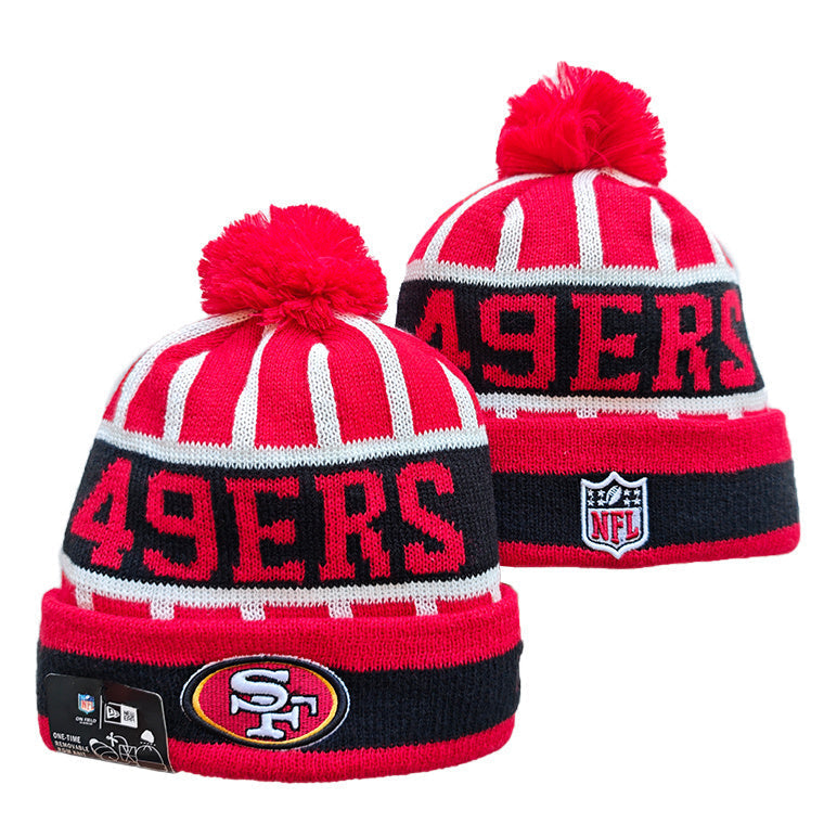San Francisco 49ers Pom Knit Hat-Red