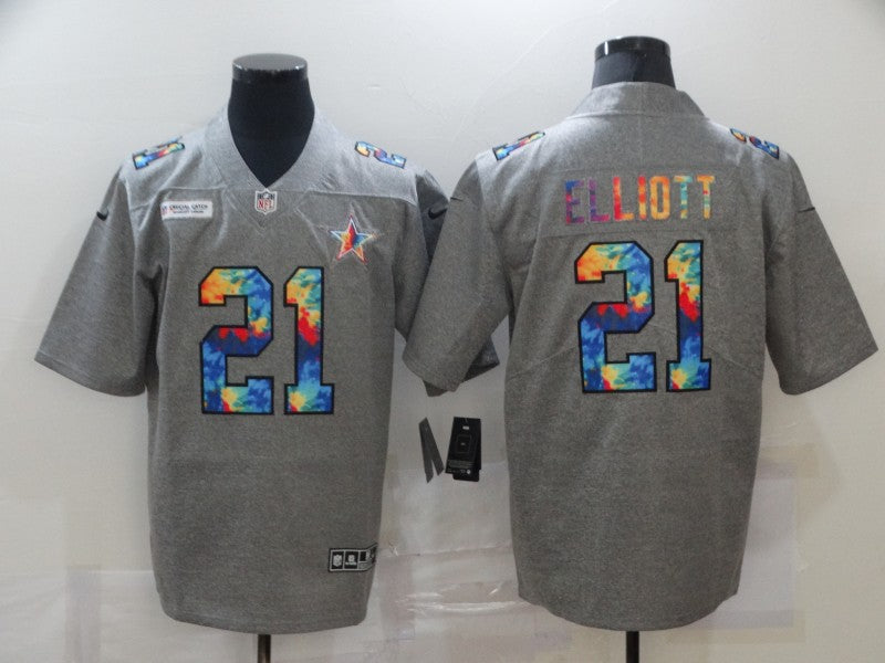 Men's Dallas Cowboys Ezekiel Elliott #21 Gray Game Player Jersey1