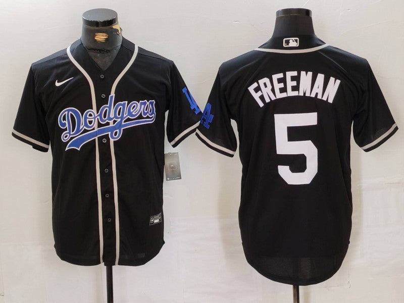 Men's Los Angeles Dodgers Freddie Freeman #5 Black Game Jersey1