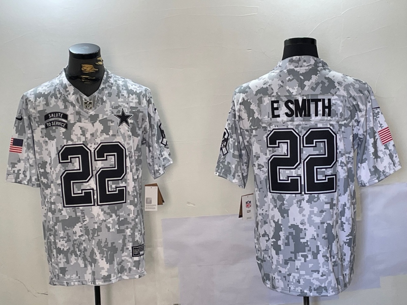 Men's Dallas Cowboys Emmitt Smith #22 Arctic Camo 2024 Salute to Service Retired Player Limited Jersey1