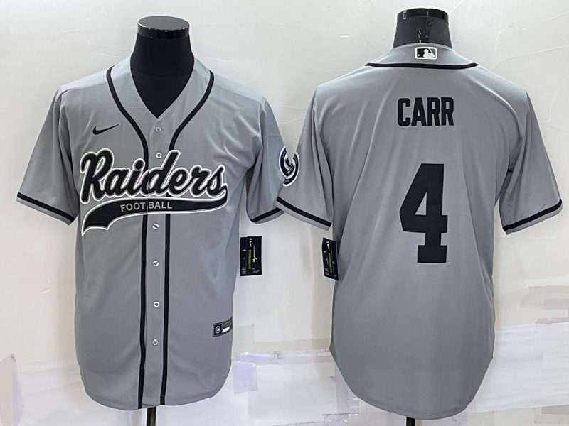 Men's Las Vegas Raiders Derek Carr #4 Gray Game Jersey1 Joint Edition