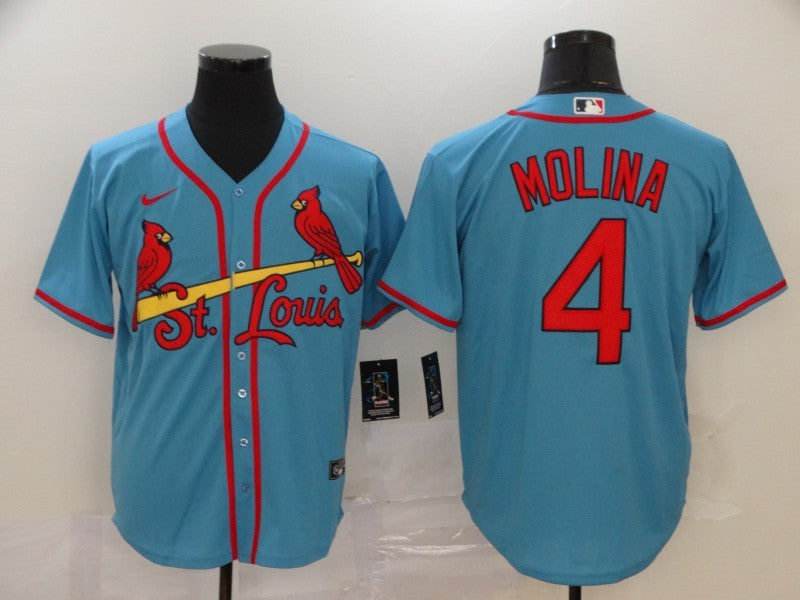 Men's St. Louis Cardinals #4 Yadier Molina  Horizon Blue Jersey