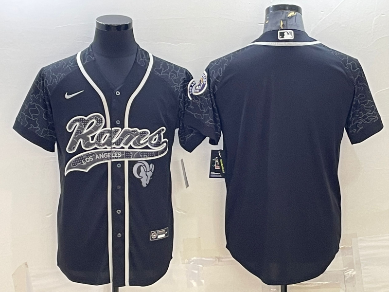 Men's Los Angeles Rams Black RFLCTV Limited Blank Jersey1