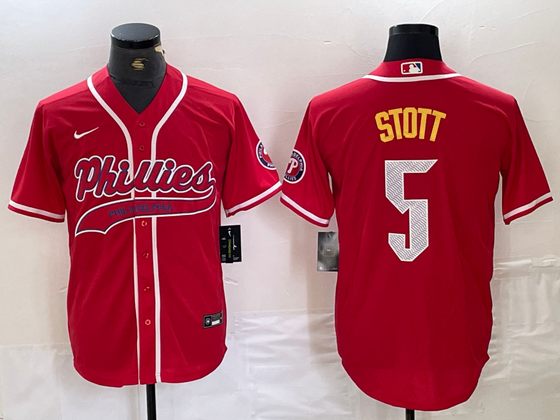 Men's Philadelphia Phillies Bryson Stott #5 Red Player Jersey Joint Edition