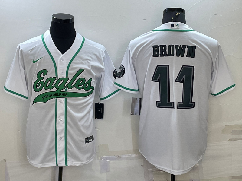 Men's Philadelphia Eagles A.J. Brown #11 White Game Jersey1 Joint Edition