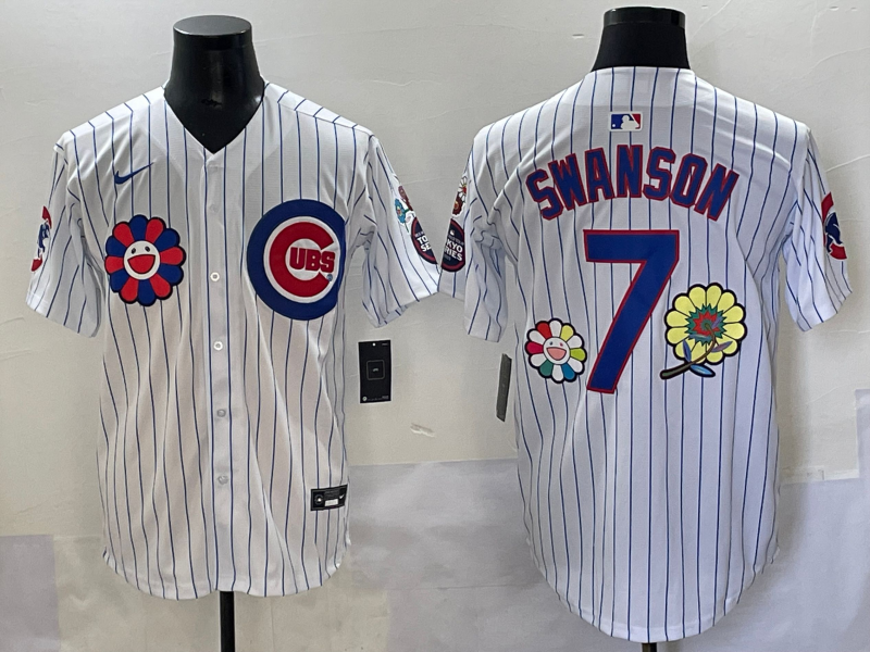 Men's Chicago Cubs Dansby Swanson #7 White Limited Player Jersey