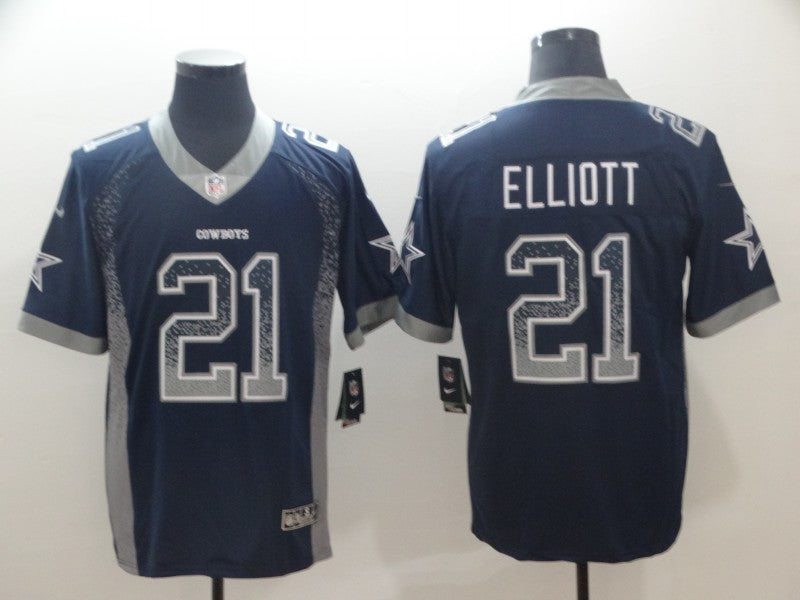 Men's Dallas Cowboys Ezekiel Elliott #21 Navy Alternate Game Jersey1