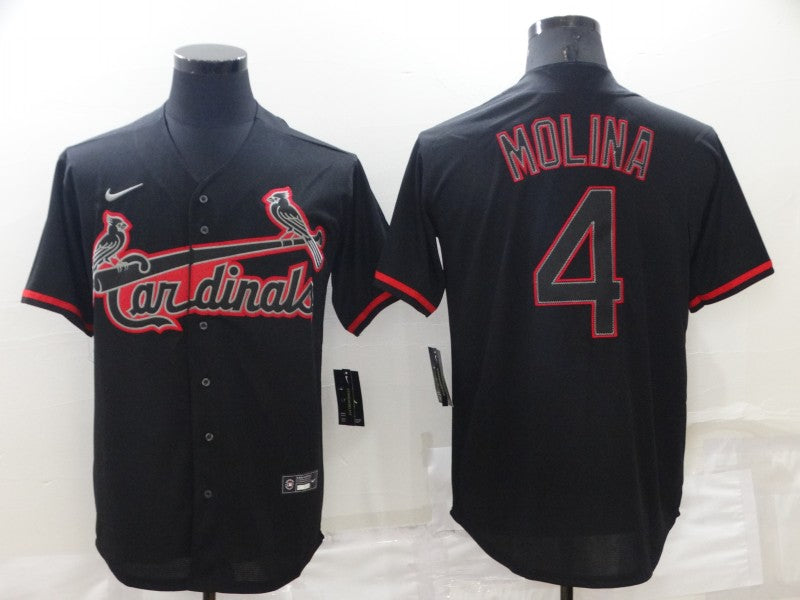 Men's St. Louis Cardinals Yadier Molina #4 Black Replica Baseball Jersey1